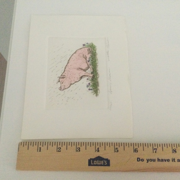 Martha Hinson Signed Numbered Print Ready to Frame - Spring Showers Pig - Picture 4 of 5